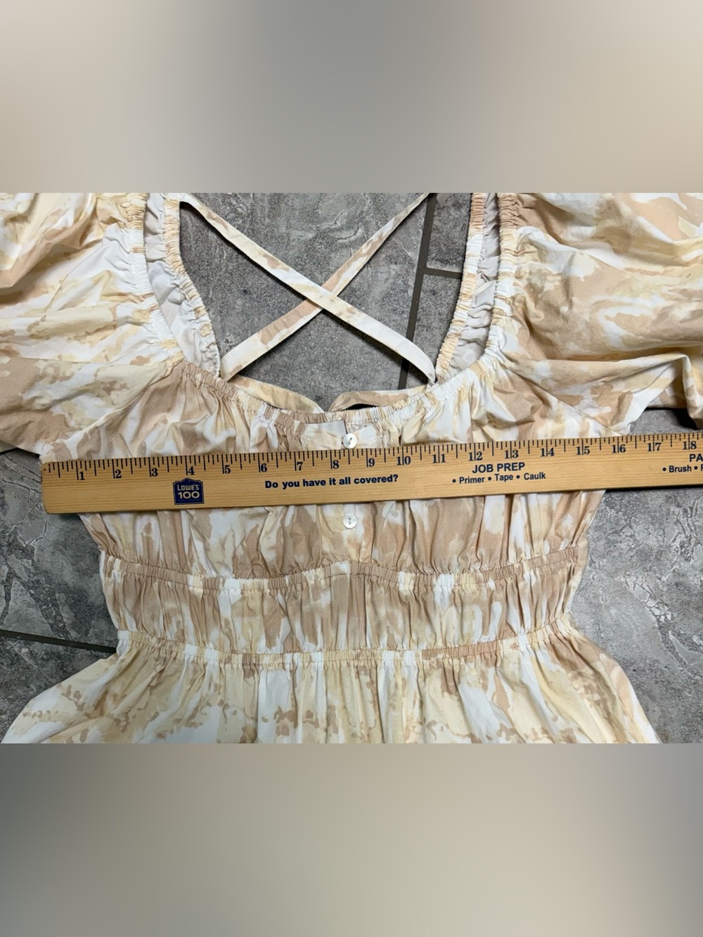 Cleobella Catalina Midi Dress Cream and Tan Puff Sleeves Sz Medium - Picture 7 of 12